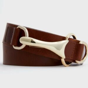 Tuckernuck Brown Leather Belt with Gold Buckle - Cognac Snaffle Belt